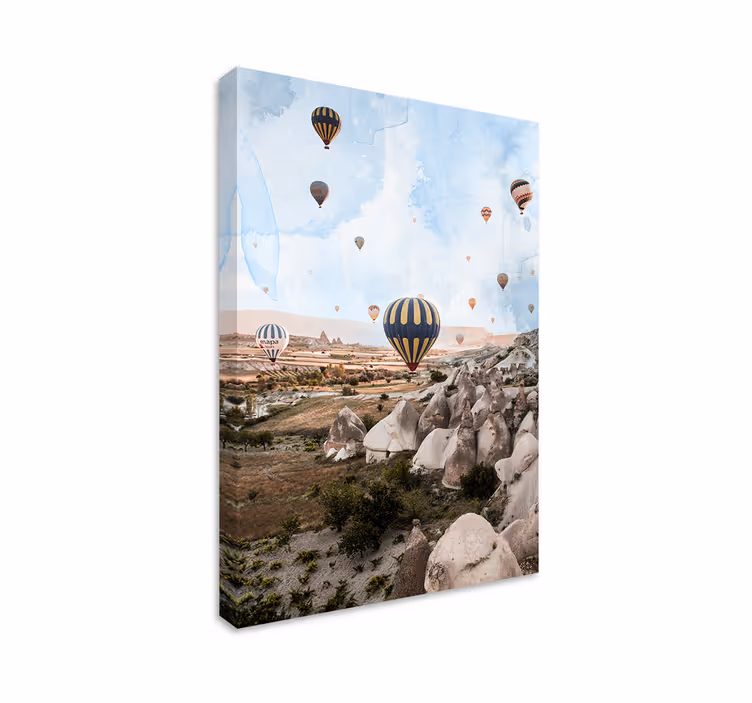 Heteluchtballon avontuur Canvas landschap - TenStickers