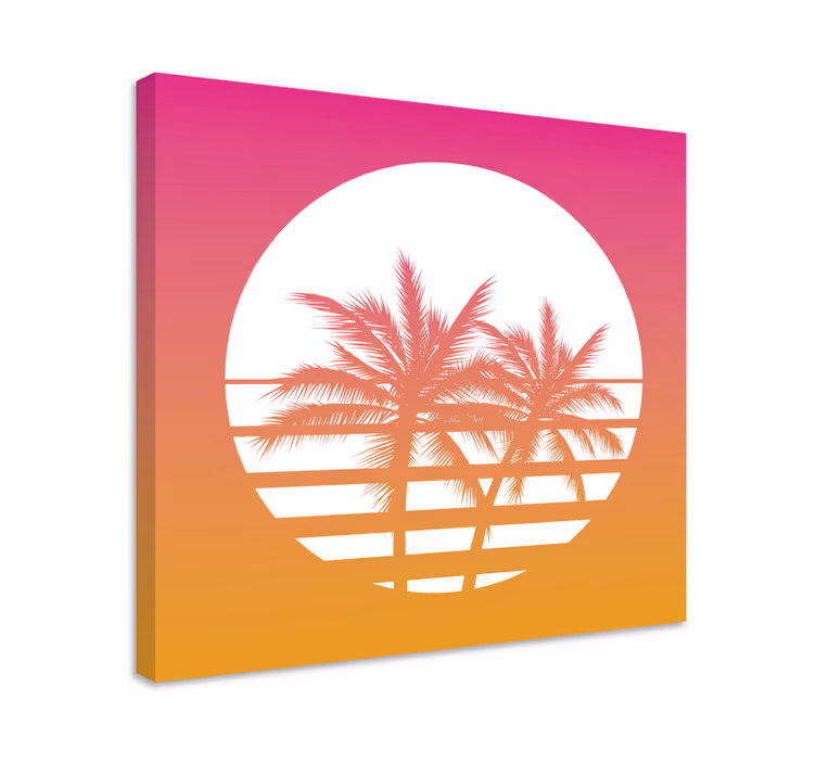 Ornament canvas schilder tropische zonsondergang schaduw - TenStickers
