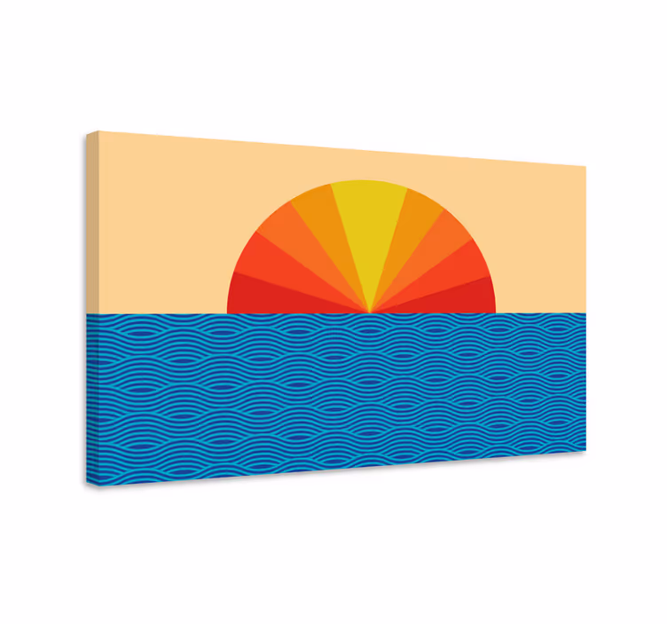 Zonsondergang reflectie Vintage canvas schilderij - TenStickers