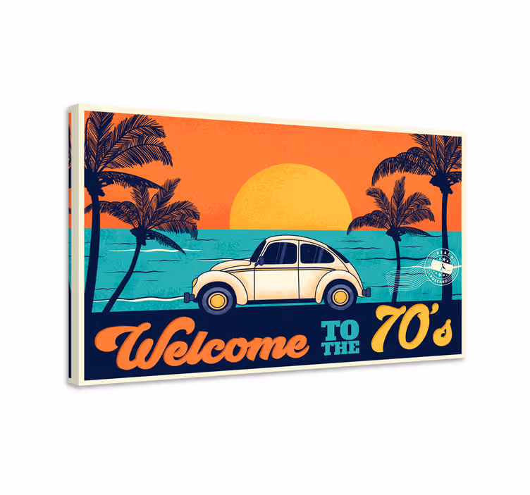 Vintage canvas schilderij Welcome to the 70's - TenStickers
