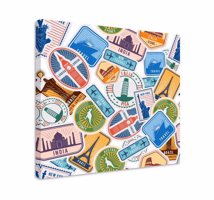 Canvas wereldse bezienswaardigheden collage - TenStickers