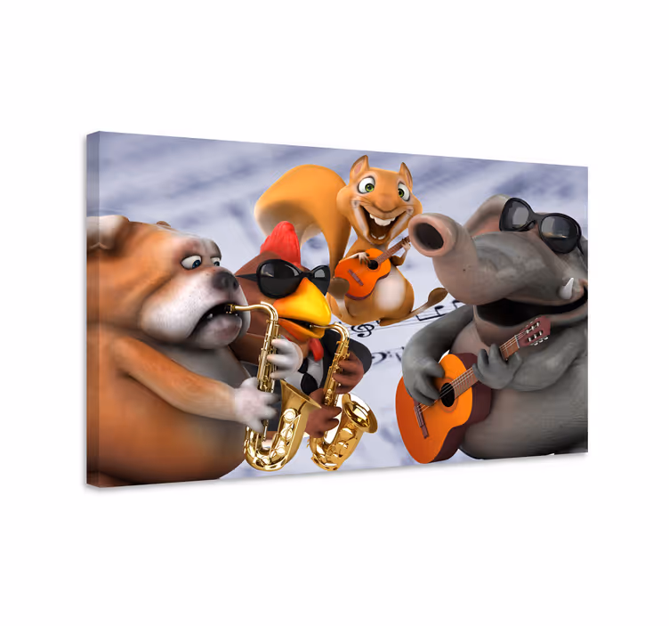 Dieren muzikanten band Canvas schilderij mensen - TenStickers