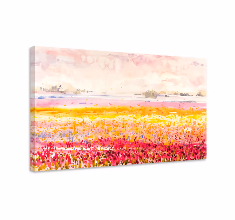 Pastoraal bloemenveld Canvas schilderij bloemen en planten - TenStickers