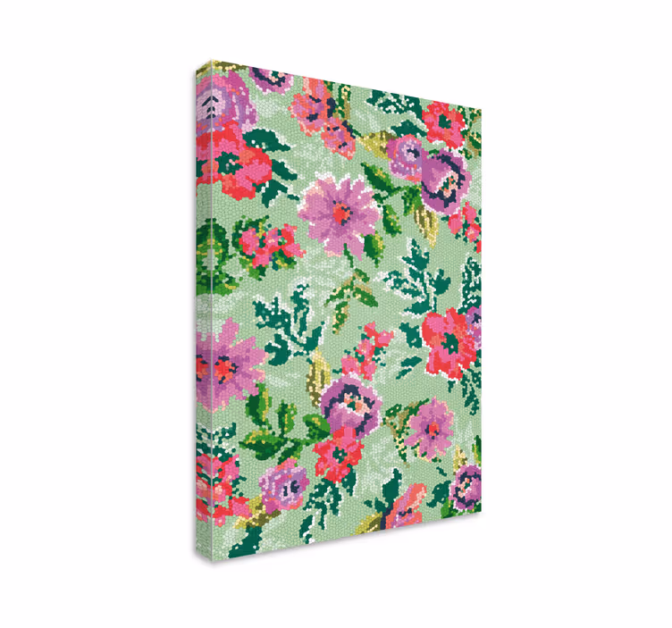 Mozaïek bloemmotief Canvas schilderij bloemen - TenStickers
