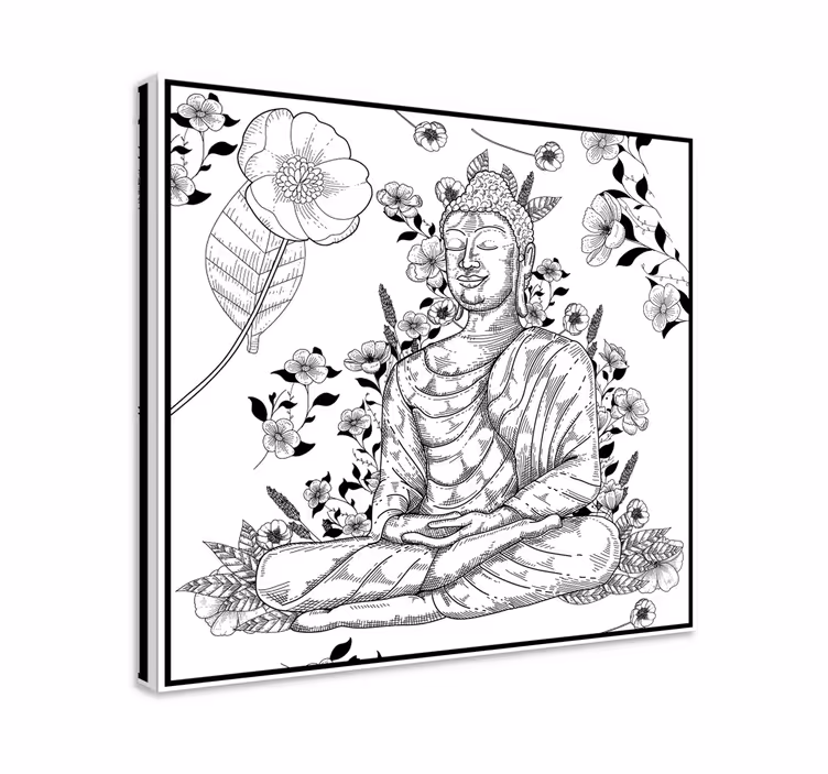 Canvas schilderij boeddha bloemenharmonie - TenStickers