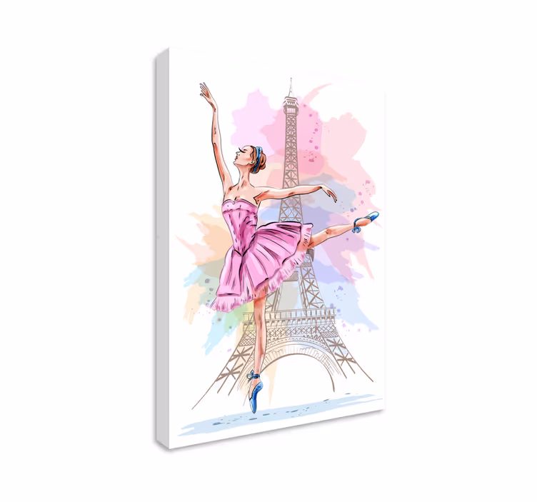Canvas schilderij balletdanser bij de Eiffeltoren - TenStickers