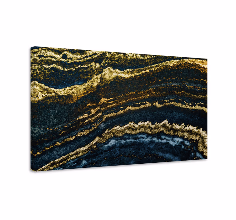 Gouden strepenpatroon Modern canvas schilderij - TenStickers