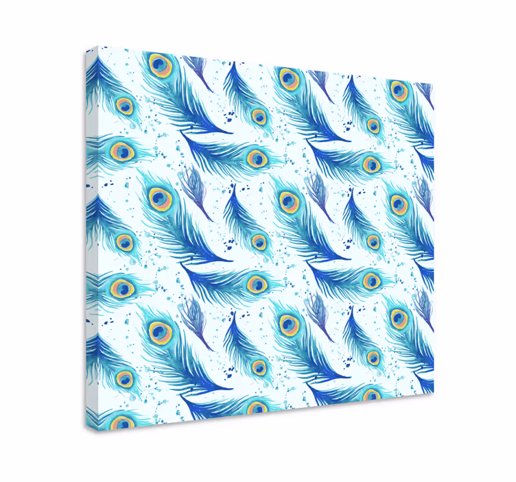 Canvas schilderij blauwe veren - TenStickers