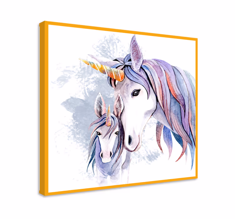 Canvas schilderij moeder en zoon eenhoorn  - TenStickers