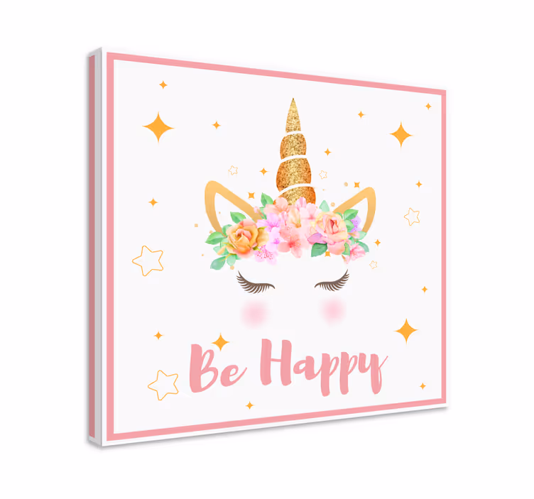 Canvas schilderij eenhoorn be happy - TenStickers