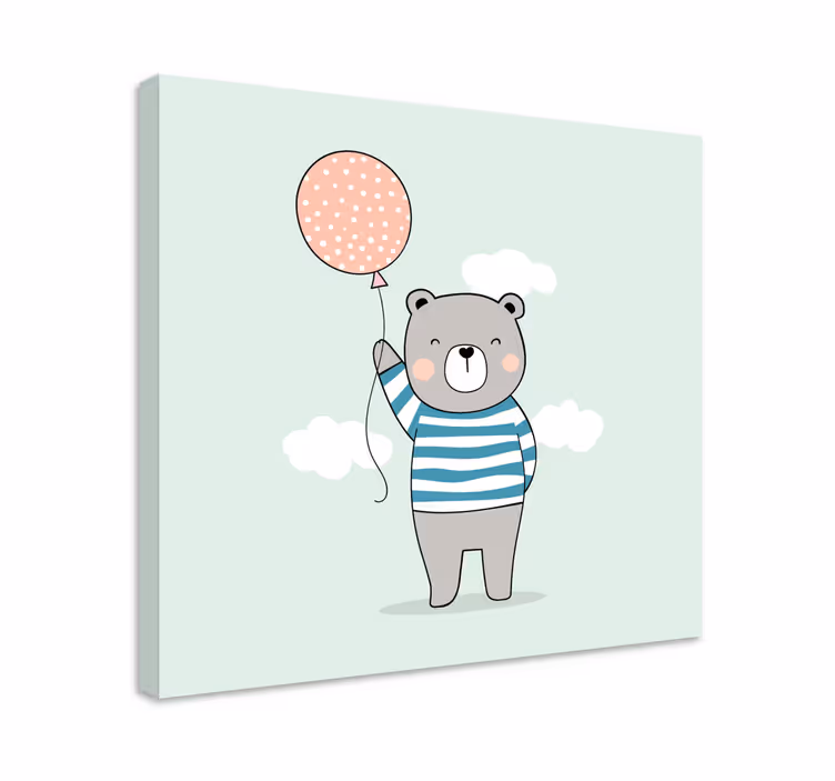 3d canvas schilderij schattige beer ballon - TenStickers