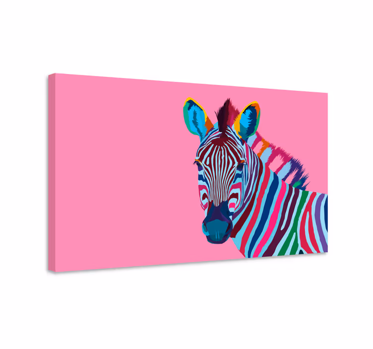Canvas schilderij dieren levendige zebra afbeelding - TenStickers