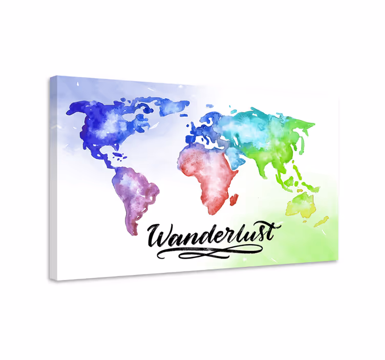 Wereldkaart canvas schilderij levendige wereldkaart - TenStickers