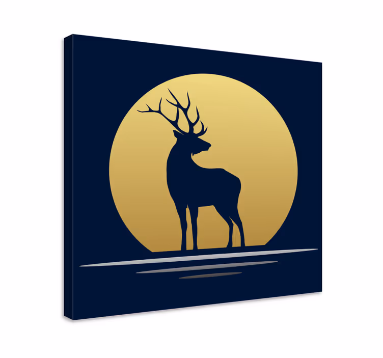 Canvas schilderij herten silhouet van een hert maan - TenStickers