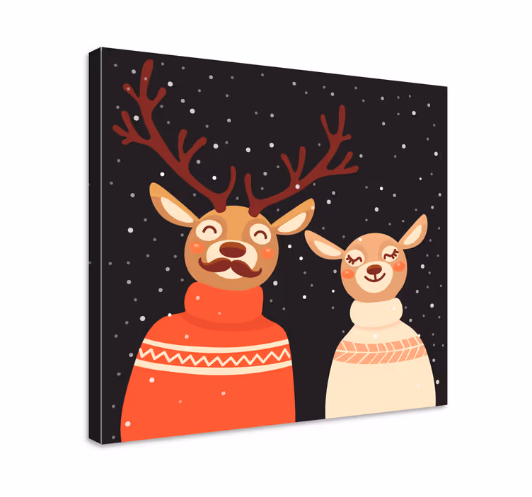 Canvas schilderij herten feestelijk hertenpaar - TenStickers