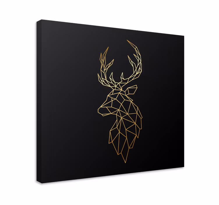 Canvas schilderij herten Gouden origami herten - TenStickers