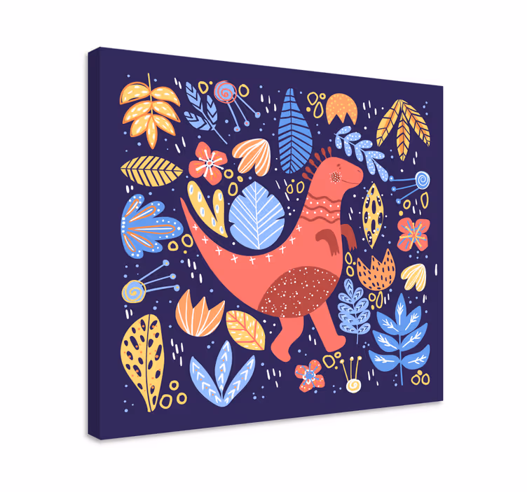 Canvas schilderij dinosaurus speelse dinosaurus illustratie - TenStickers