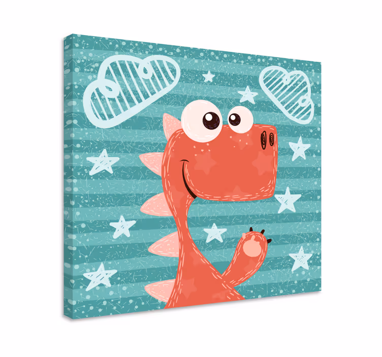 Canvas schilderij dinosaurus schattige cartoon dino - TenStickers