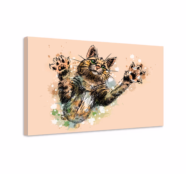 Canvas schilderij katten Geschilderde kat - TenStickers