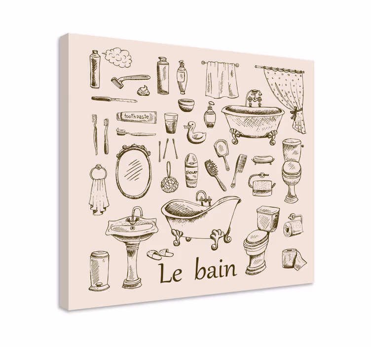 Vintage canvas schilderij Vintage badkamer - TenStickers