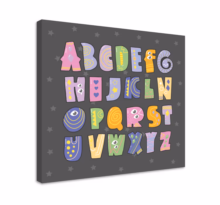 Alphabet en letters canvas schilderij speelse alfabetletters - TenStickers