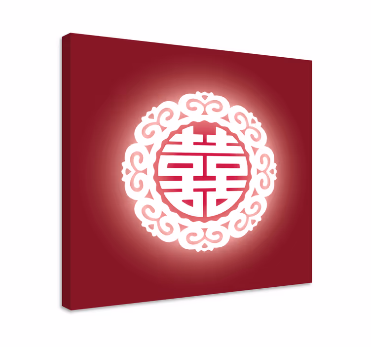Canvas schilderij boeddha rode chinese symbool - TenStickers