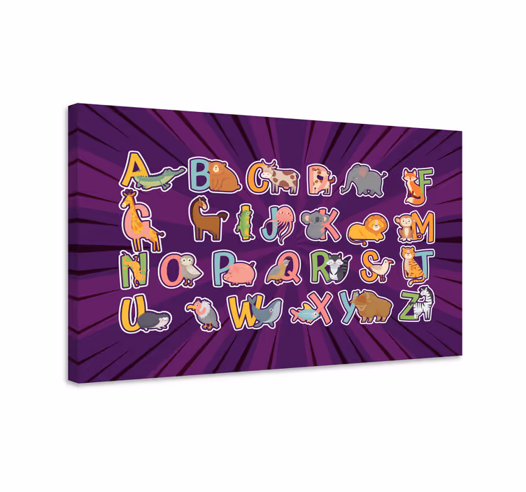 Canvas schilderij kinderen dierenalfabet plezier - TenStickers
