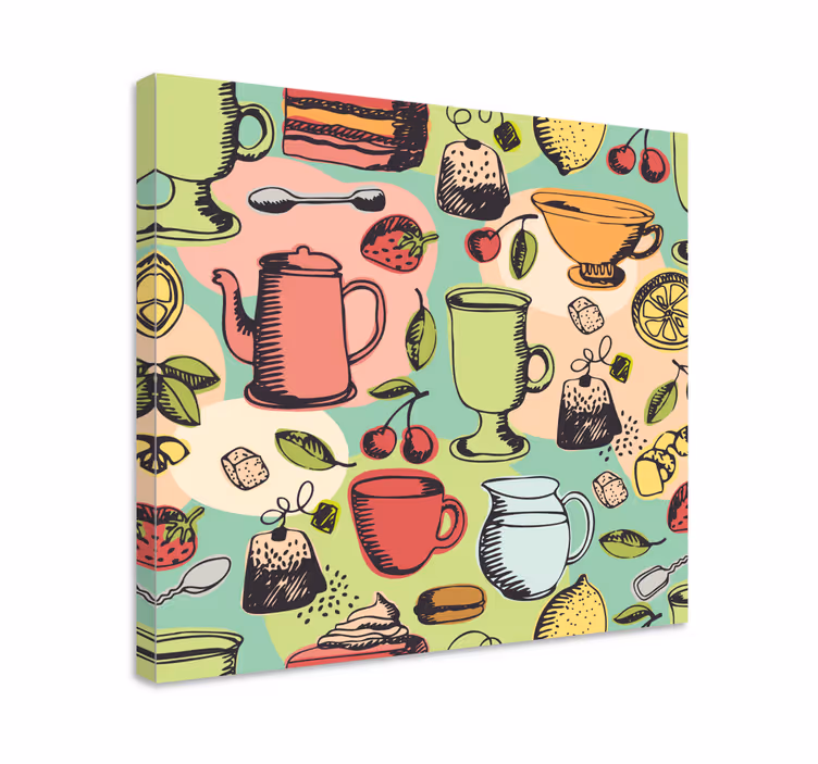 Canvas stilleven en fruit kleurvolle keukenvaatjes - TenStickers