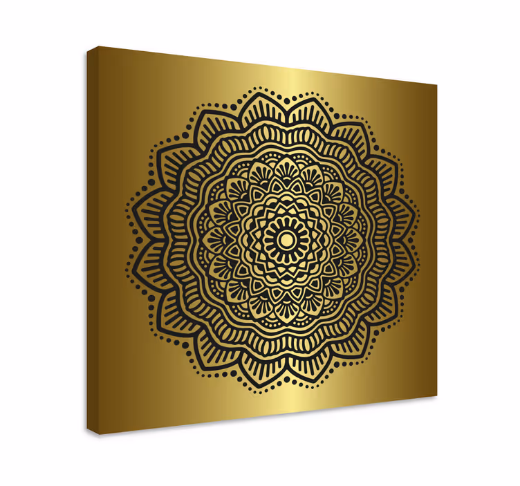 Canvas schilderij Mandala in goud en zwart - TenStickers