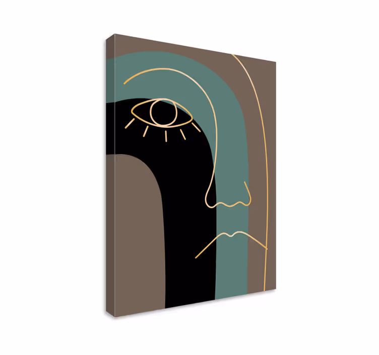 Minimalistische gezichtscontour Canvas schilderij abstract - TenStickers