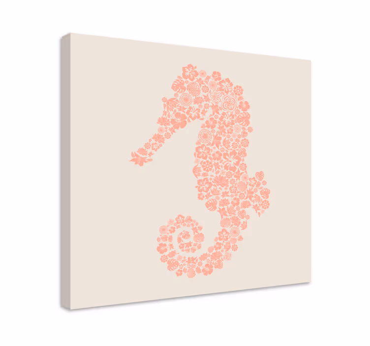 Canvas schilderij olifant zeepaard bloemontwerp - TenStickers