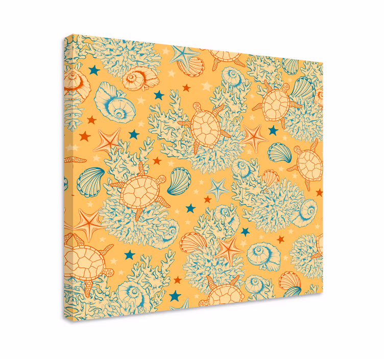 Canvas schilderij marine zeeschildpad patroon - TenStickers