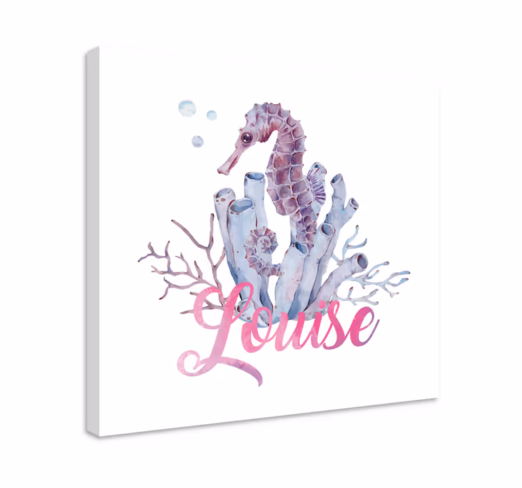 Canvas schilderij marine zeepaard en koraal - TenStickers