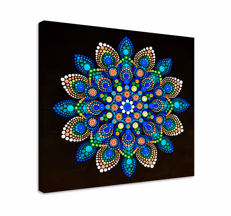 Canvas schilderij mandala kleurrijke stippen - TenStickers