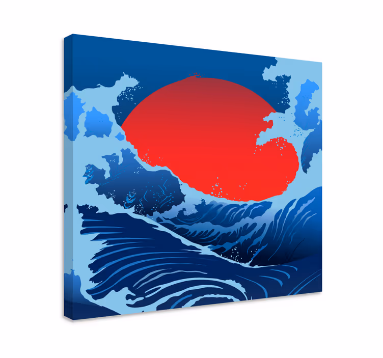 Canvas landschap rode zon golven - TenStickers