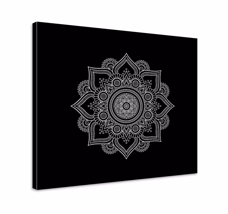 Canvas schilderij mandala Zwart en wit - TenStickers