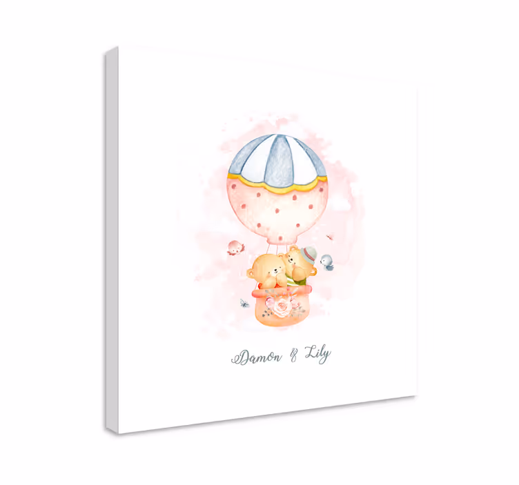 Canvas schilderij baby's ballonnen en beren - TenStickers
