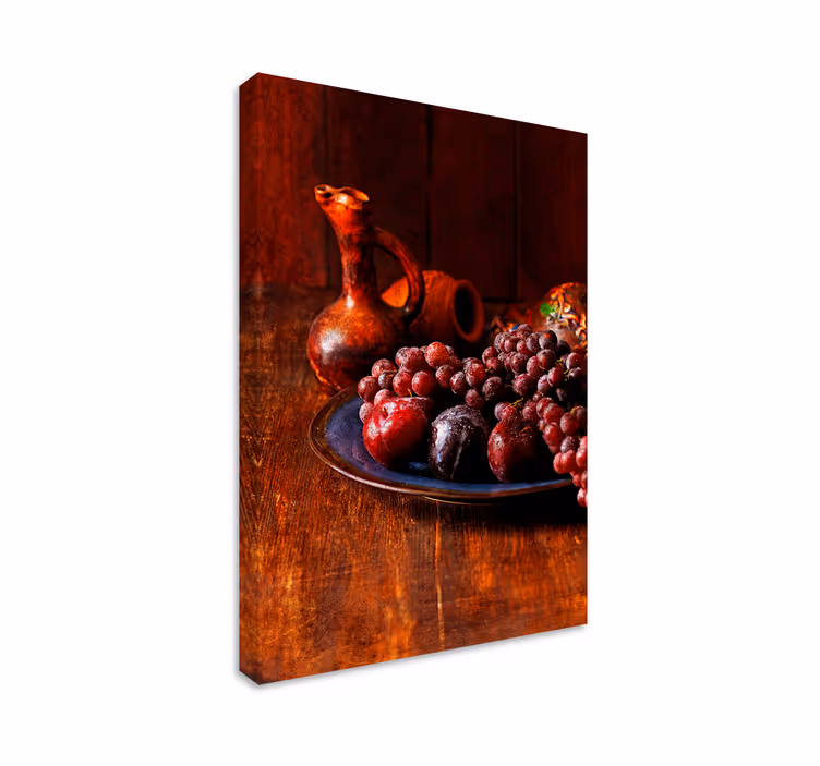 Canvas stilleven en fruit luscious druiven pruimen - TenStickers