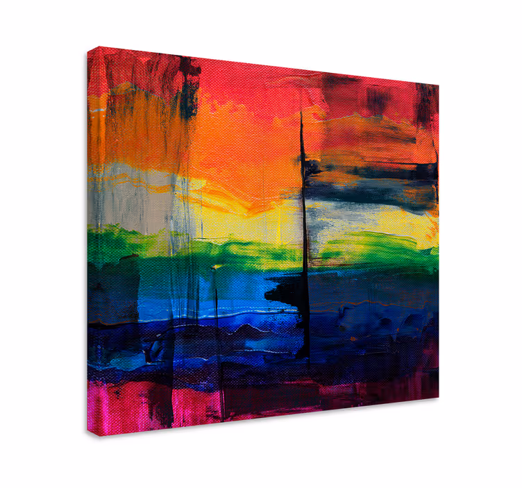 Canvas schilderij abstract levendige kleurstrepen - TenStickers