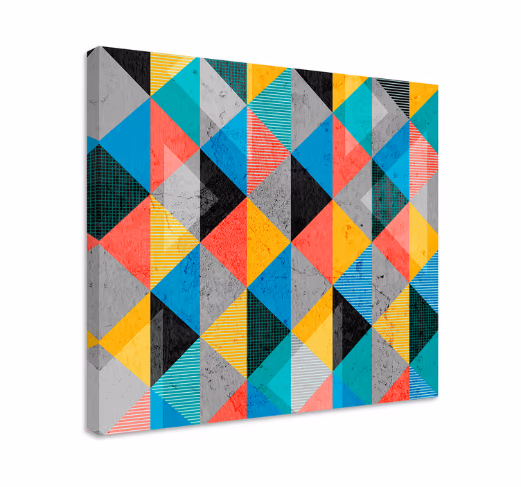 Dynamisch ruitpatroon Geometrische canvas schilderij - TenStickers
