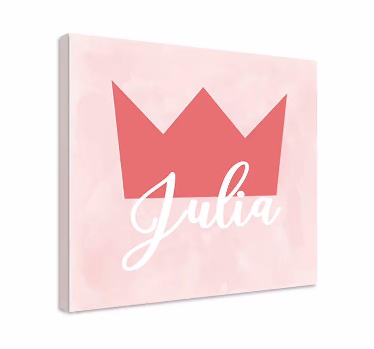 Wereldkaart canvas schilderij kroon personalisatie julia - TenStickers