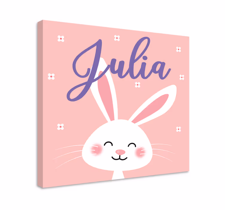 Canvas schilderij baby's blije konijn karakter - TenStickers
