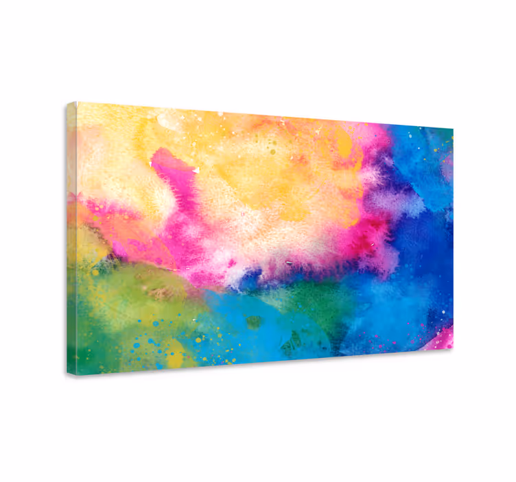 Canvas schilderij abstract levendige aquarel zwemen - TenStickers