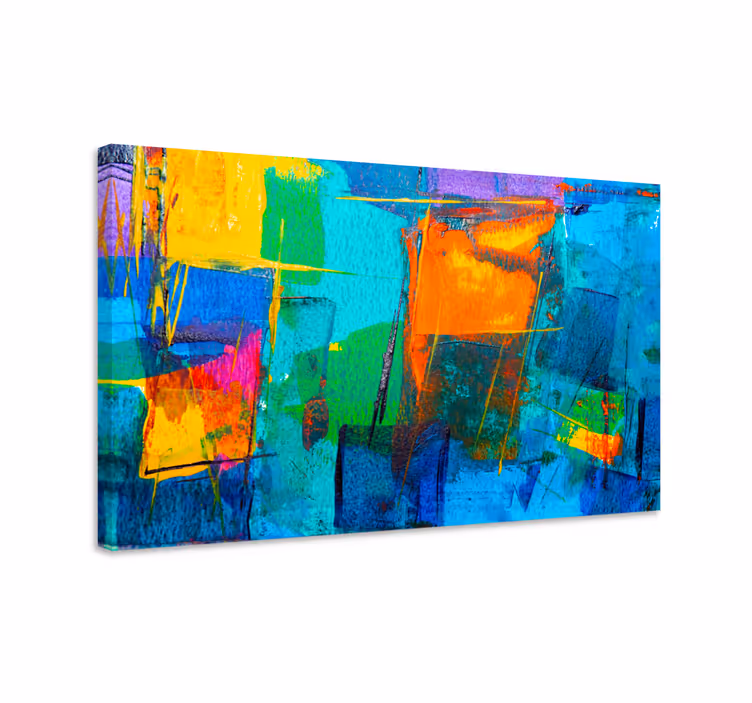 Canvas schilderij abstract kleurrijke geometrische vormen - TenStickers