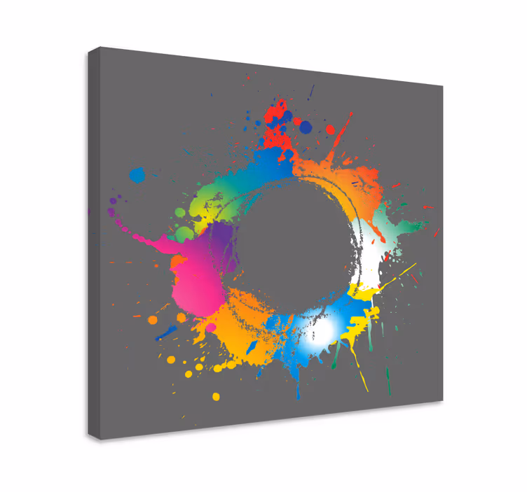 Canvas schilderij abstract kleurrijke spetter cirkel - TenStickers