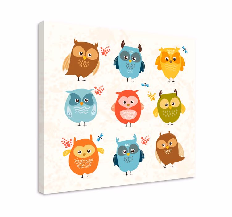 Canvas schilderij dieren charmante uilen collectie - TenStickers