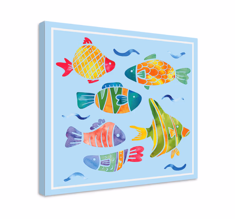 Canvas schilderij vis kleurrijk onderwaterleven - TenStickers