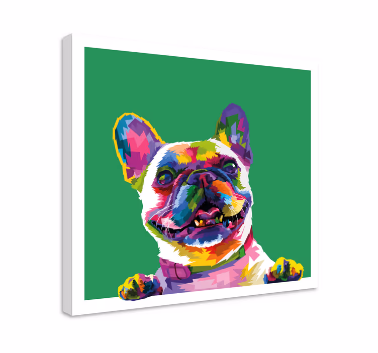 Canvas schilderij honden Franse bulldog regenboog - TenStickers