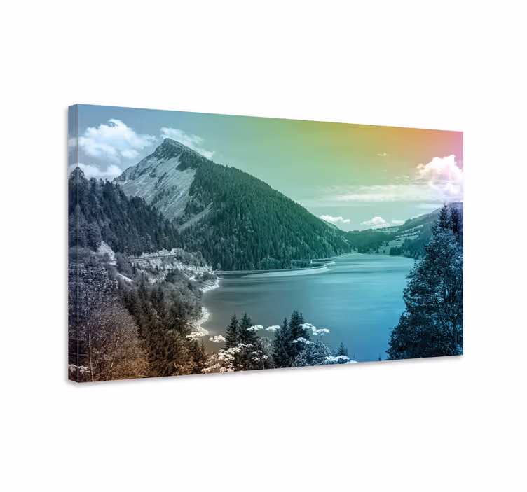 Canvas landschap bergachtig meerzicht - TenStickers