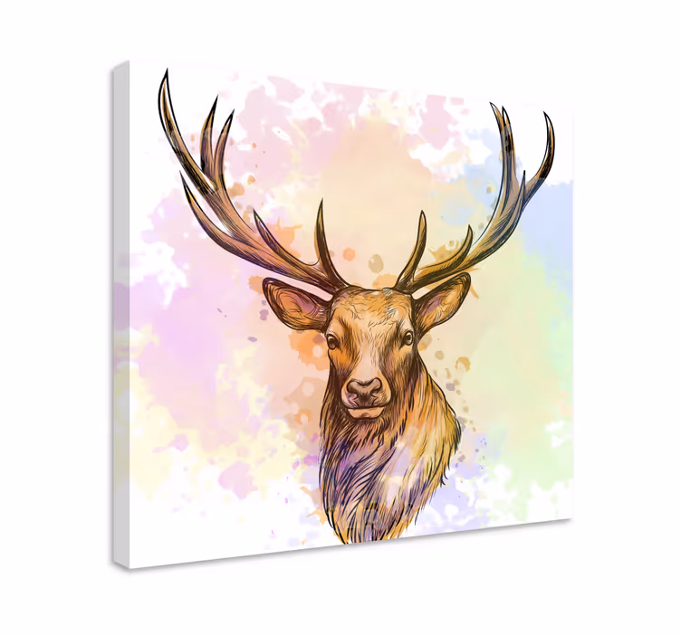 Canvas schilderij herten Verf splash hert - TenStickers